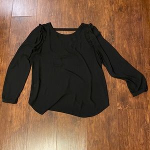 Black Ruffle Sleeve Blouse